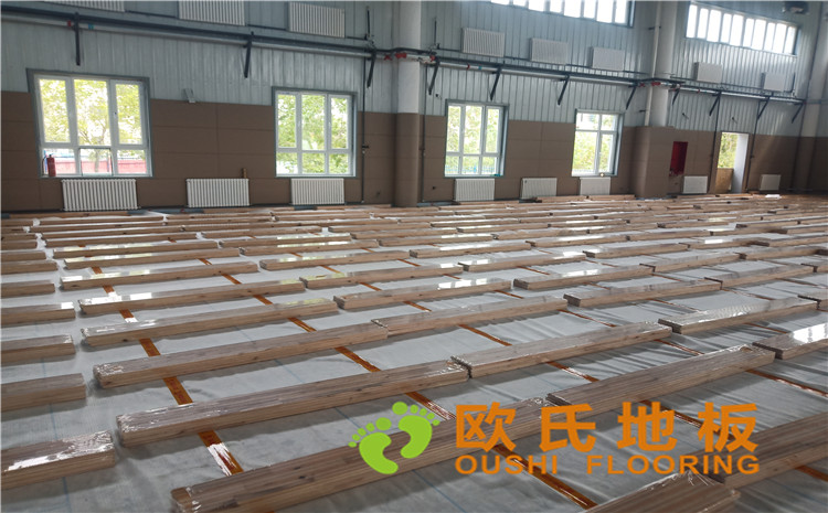 新疆獨山子虹園小區(qū)體育館木地板項目